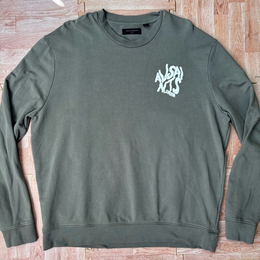 ALLSAINTS Orlando Relaxed CrewNeck Sweatshirt Mens Large Thyme Green London NWOT